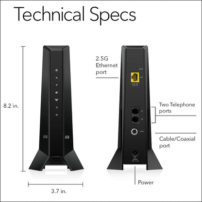 Netgear CM2050v Nighthawk Multi-Gig 2.5Gbps Cable Modem for Xfinity Voice - DOCSIS 3.1
