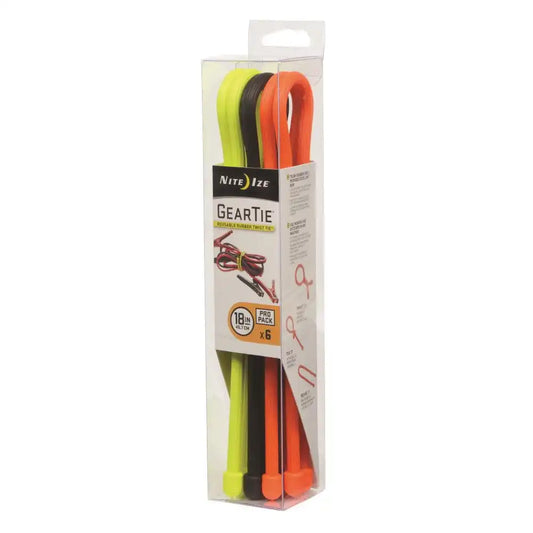 Nite Ize Gear Tie Reusable Rubber Twist Tie - 6-Pack - 18 Inches - GTPP18-A1-R8 - Pro Pack