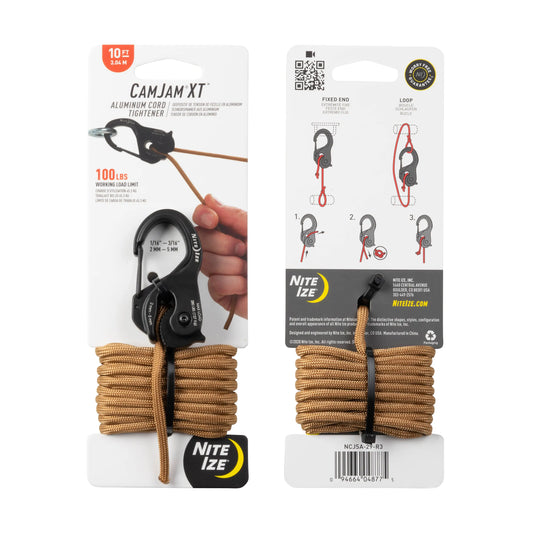 Nite Ize CamJam XT Aluminum Cord Tightener with 10FT Coyote Paracord - NCJSA-29-R3 - Regular