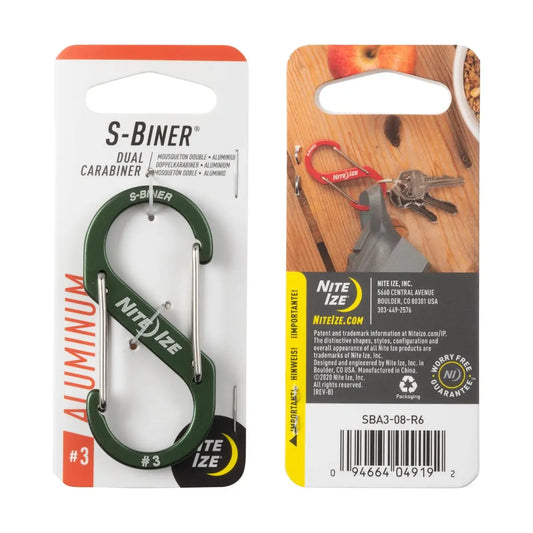 Nite Ize S-Biner Aluminum Dual Carabiner #3 - Olive Green - SBA3-08-R6