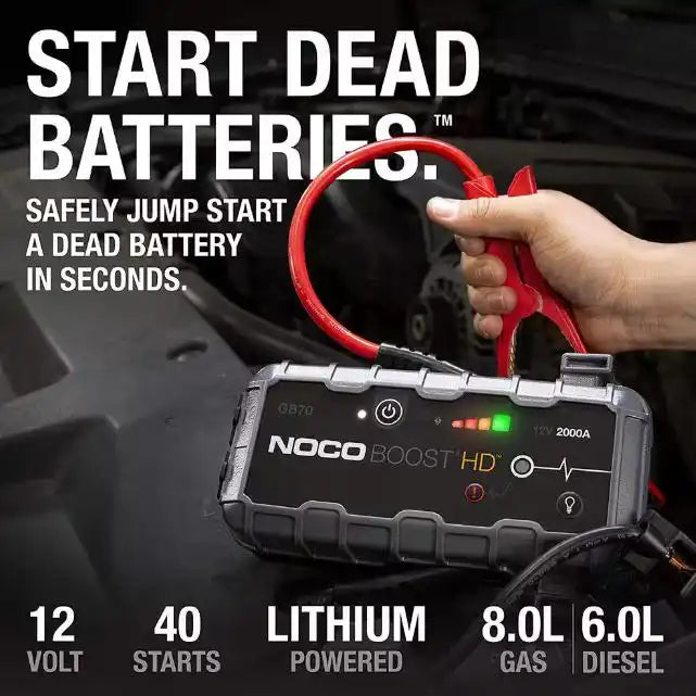 NOCO GB70 Boost HD 2000A UltraSafe Lithium Jump Starter – For 12V