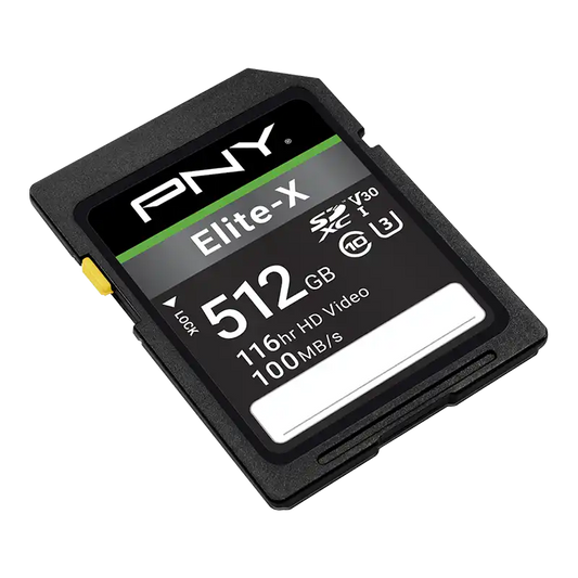 PNY 512GB Elite-X Class 10 U3 V30 SD SDXC Flash Memory Card - P-SD512U3100EX-GE