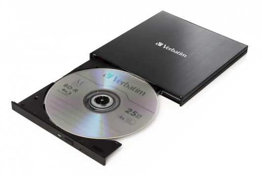 Verbatim External Slimline Blu-ray Writer - USB 3.2 Gen 1 Blu-ray and DVD RW Drive - 43890