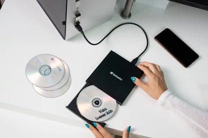 Verbatim External Slimline Blu-ray Writer - USB 3.2 Gen 1 Blu-ray and DVD RW Drive - 43890